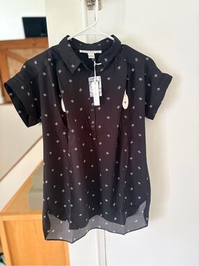 Loyal Hana "Carrie" Black Arrowhead Nursing & Maternity Blouse XS